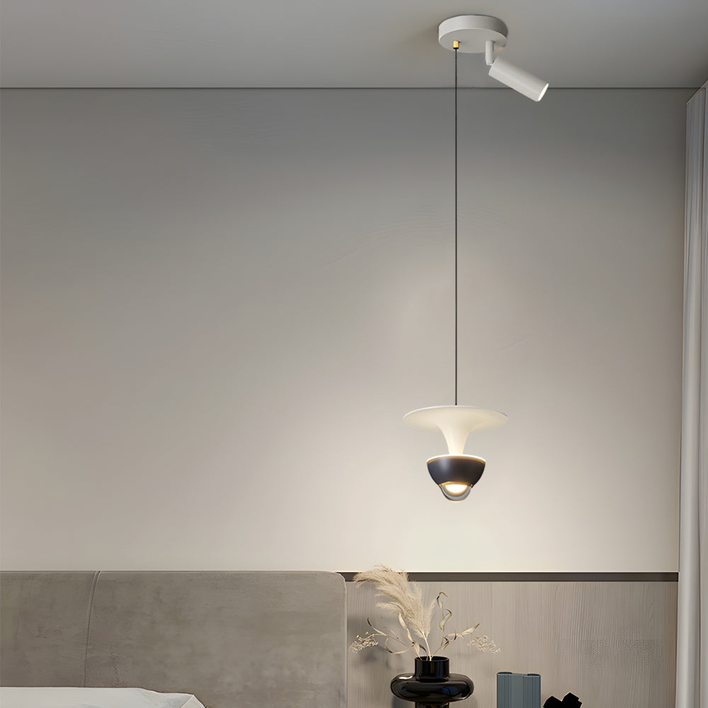 Modern Nordic LED Pendant Light with Integrated Spotlight 3 Step Dimming Hanging Ceiling Lamp