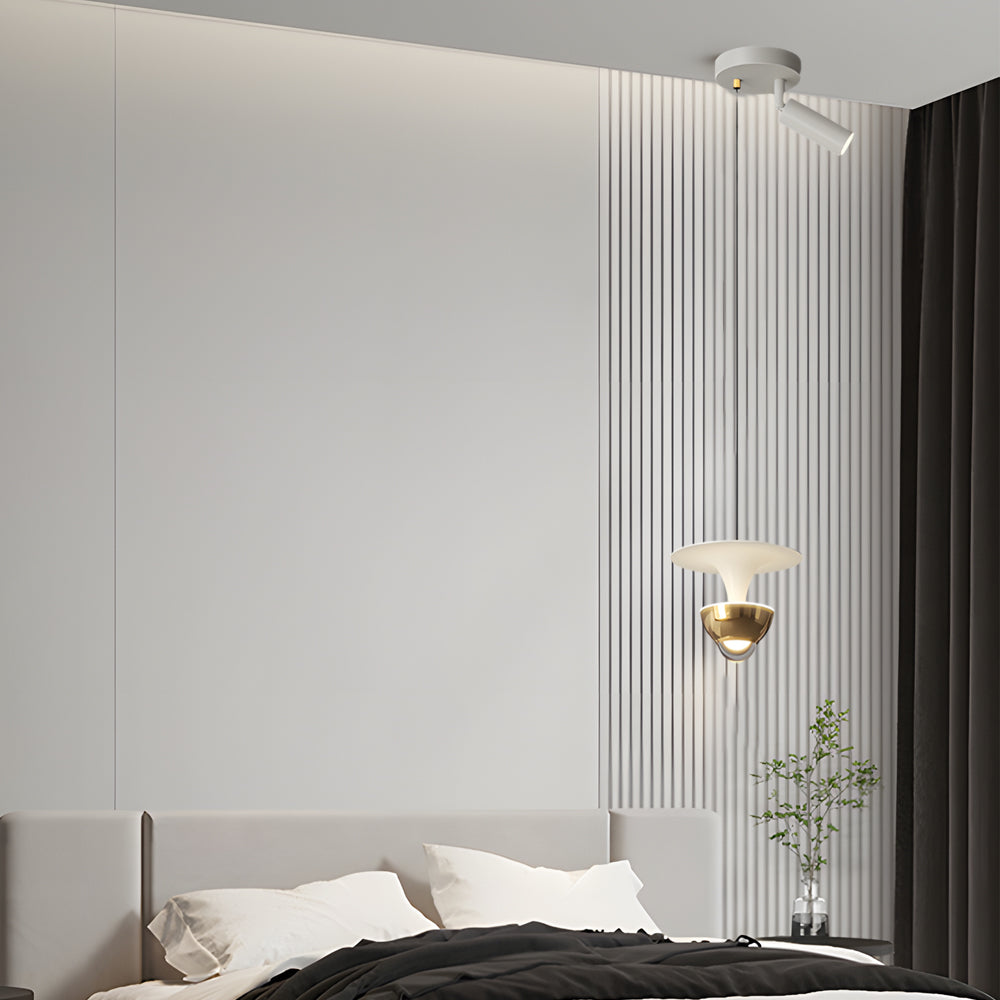 Modern Nordic LED Pendant Light with Integrated Spotlight 3 Step Dimming Hanging Ceiling Lamp