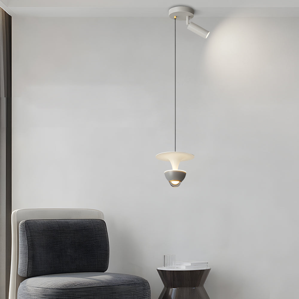 Modern Nordic LED Pendant Light with Integrated Spotlight 3 Step Dimming Hanging Ceiling Lamp