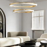 Modern Nordic LED Ring Chandelier Luxury Oval Aluminum Pendant Light with Three Step Dimming