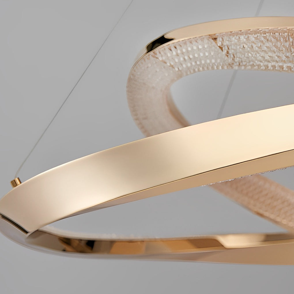 Modern Nordic LED Ring Chandelier Luxury Oval Aluminum Pendant Light with Three Step Dimming