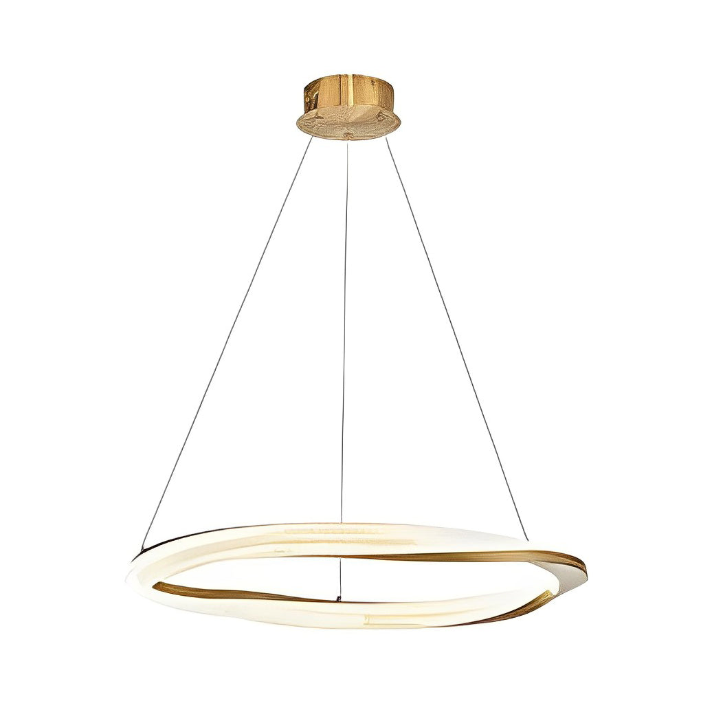 Modern Nordic LED Ring Chandelier Luxury Oval Aluminum Pendant Light with Three Step Dimming