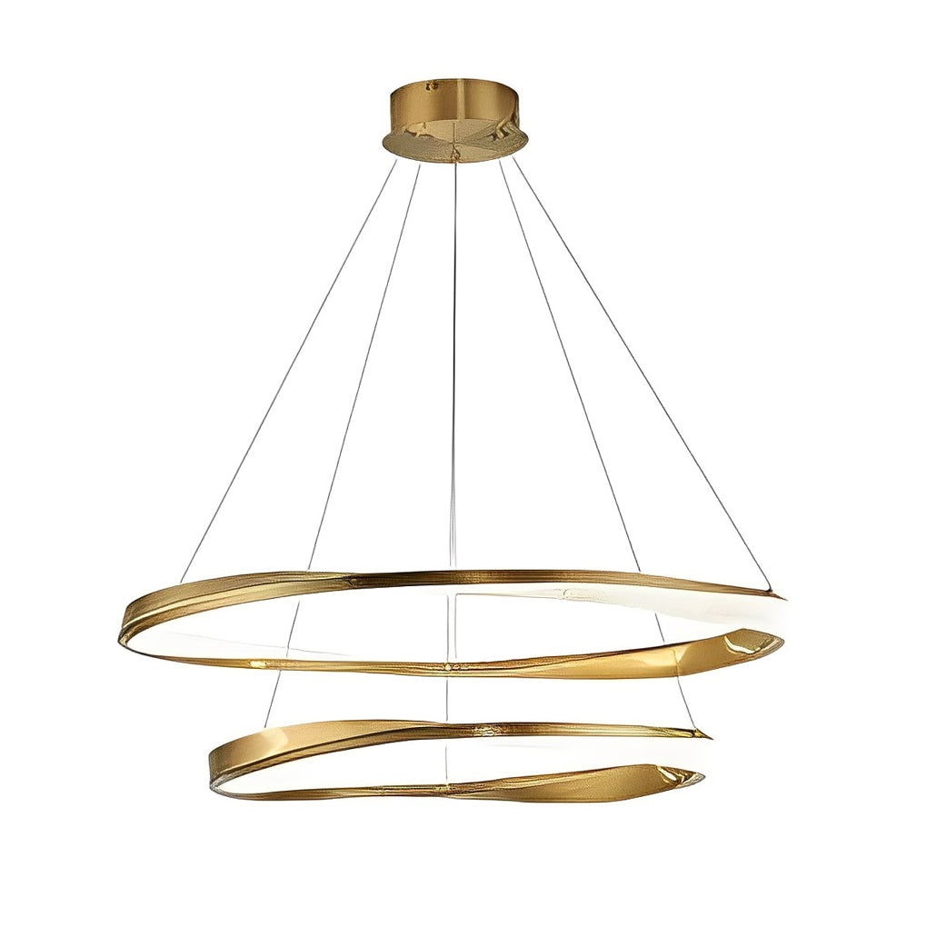 Modern Nordic LED Ring Chandelier Luxury Oval Aluminum Pendant Light with Three Step Dimming