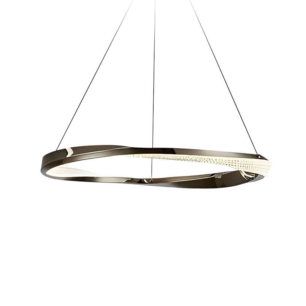 Modern Nordic LED Ring Chandelier Luxury Oval Aluminum Pendant Light with Three Step Dimming