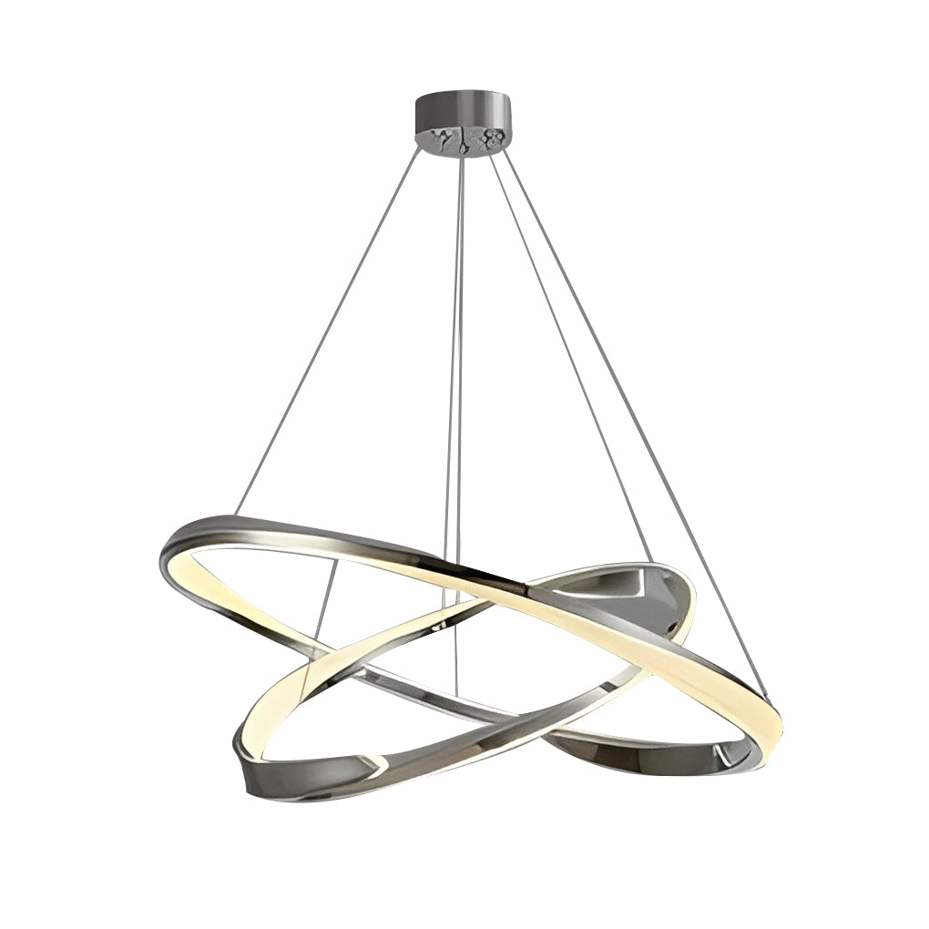 Modern Nordic LED Ring Chandelier Luxury Oval Aluminum Pendant Light with Three Step Dimming
