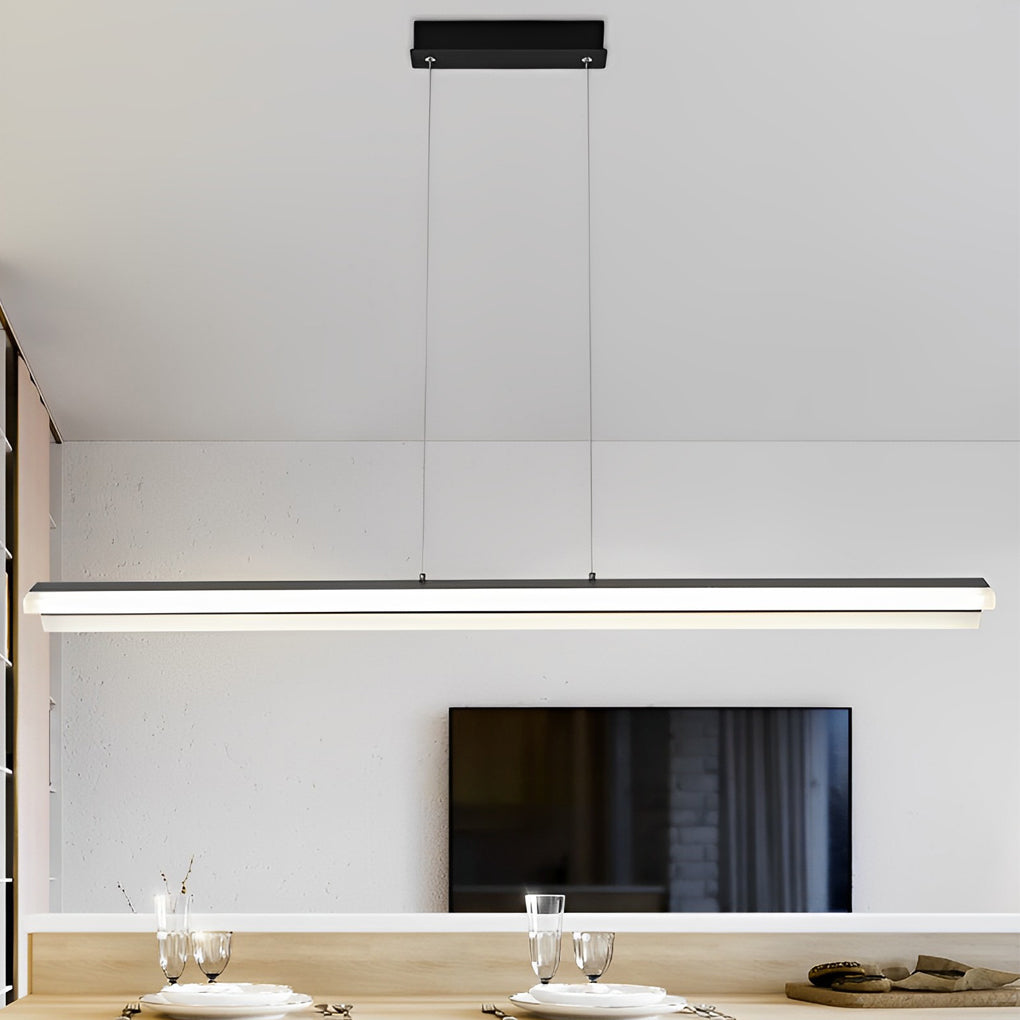 Modern Nordic LED Strip Pendant Light for Dining Room and Office Neutral White Finish
