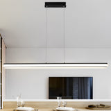 Modern Nordic LED Strip Pendant Light for Dining Room and Office Neutral White Finish