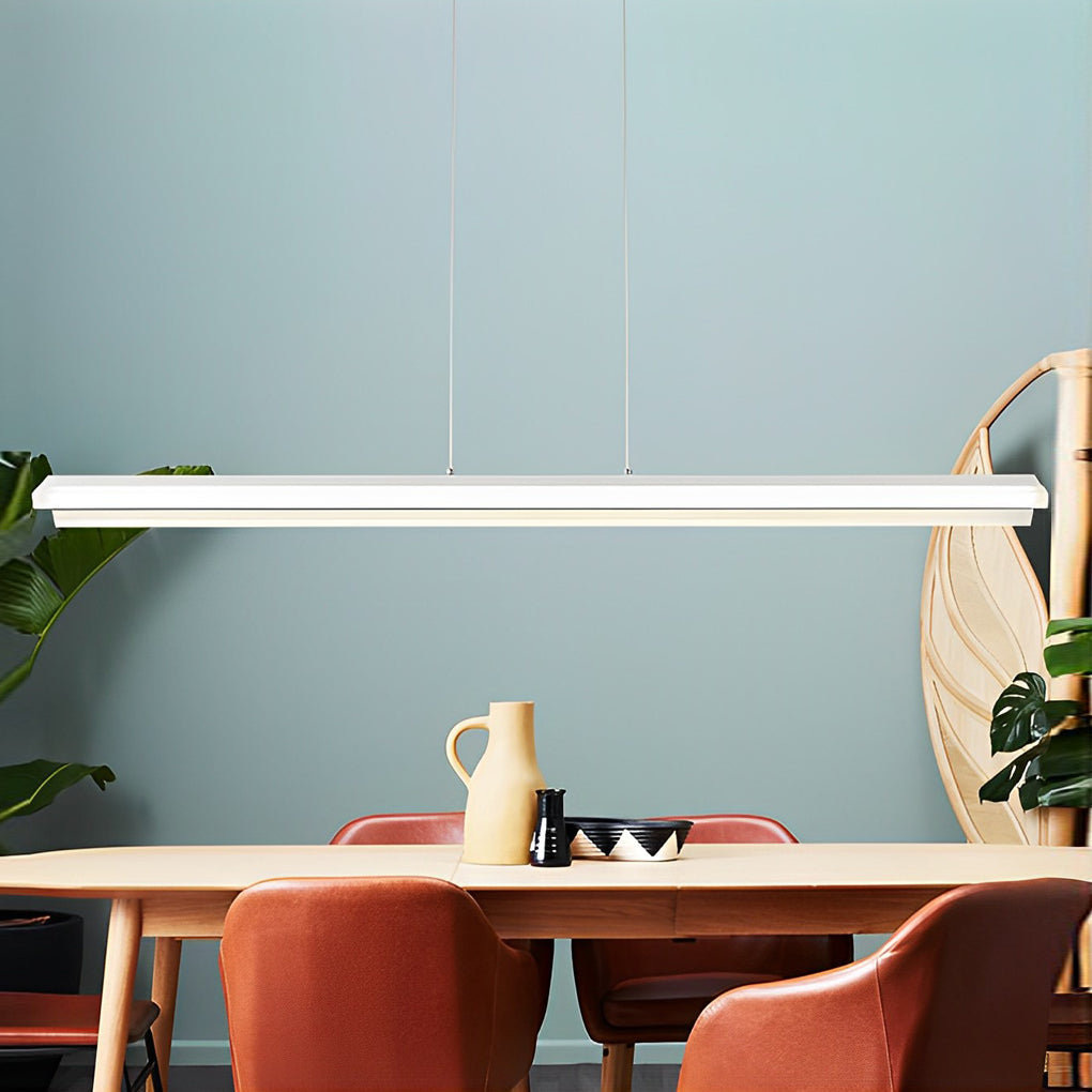 Modern Nordic LED Strip Pendant Light for Dining Room and Office Neutral White Finish