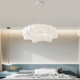 Modern Nordic LED White Ring Honeycomb Chandelier Three Step Dimming Pendant Light