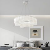 Modern Nordic LED White Ring Honeycomb Chandelier Three Step Dimming Pendant Light