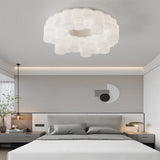 Modern Nordic LED White Ring Honeycomb Chandelier Three Step Dimming Pendant Light