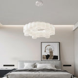 Modern Nordic LED White Ring Honeycomb Chandelier Three Step Dimming Pendant Light