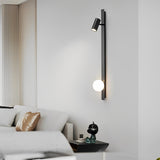 Modern Nordic Long Strip LED Wall Sconce with Three Color Dimming and Adjustable Spotlight