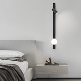 Modern Nordic Long Strip LED Wall Sconce with Three Color Dimming and Adjustable Spotlight