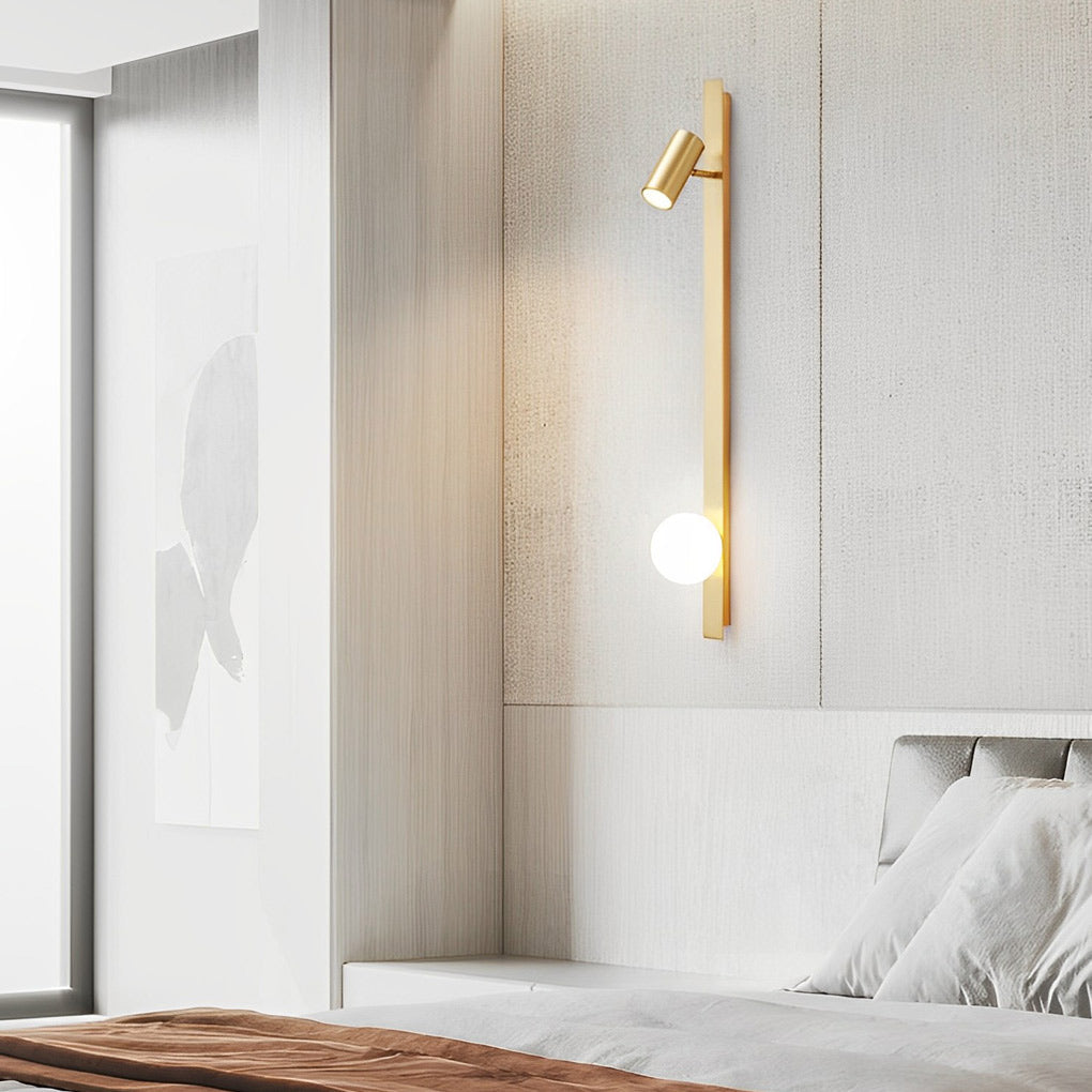 Modern Nordic Long Strip LED Wall Sconce with Three Color Dimming and Adjustable Spotlight