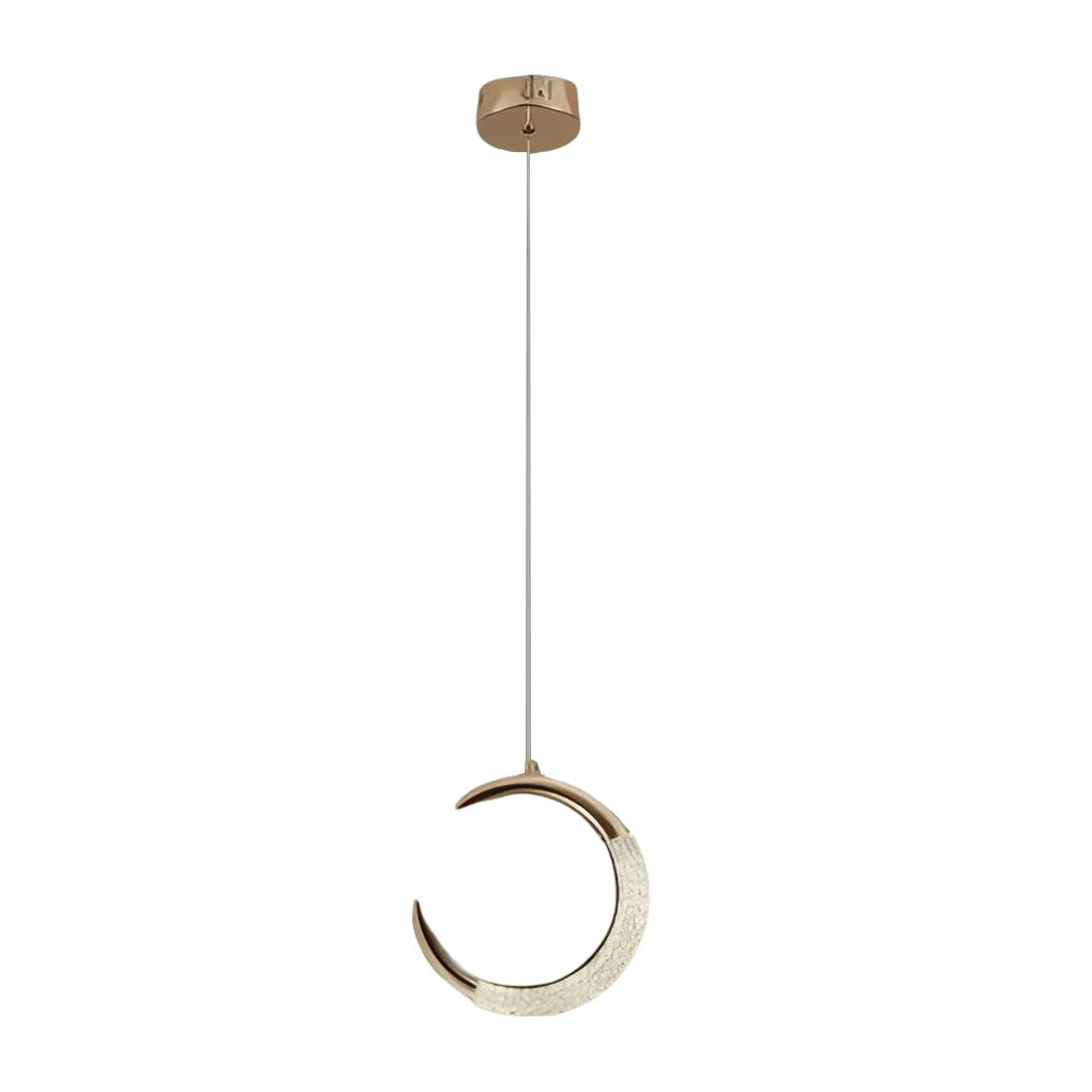 Modern Nordic Moon Ring LED Gold Pendant Light Small Chandelier for Bedside and Living Room