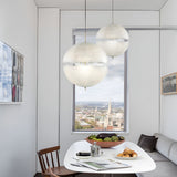 Modern Nordic Moon Shaped LED Chandelier White Resin Pendant Light Fixture
