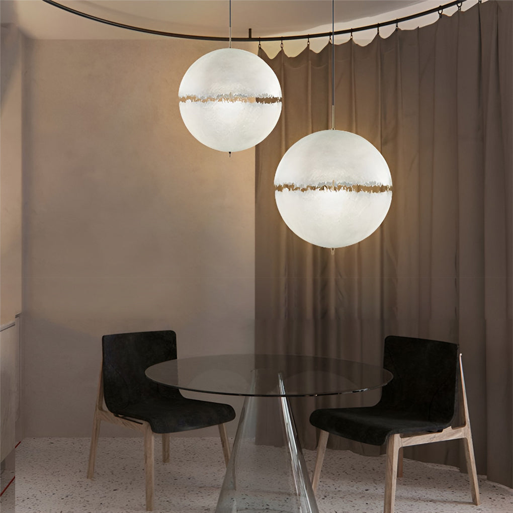 Modern Nordic Moon Shaped LED Chandelier White Resin Pendant Light Fixture