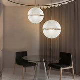 Modern Nordic Moon Shaped LED Chandelier White Resin Pendant Light Fixture