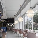 Modern Nordic Moon Shaped LED Chandelier White Resin Pendant Light Fixture