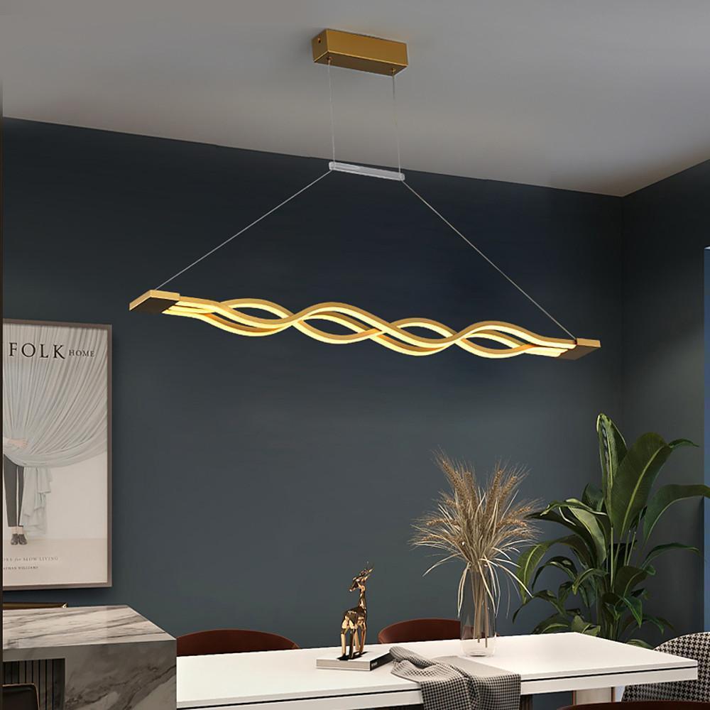 Modern Nordic Multiwave LED Pendant Light Linear Wave Chandelier for Dining Room