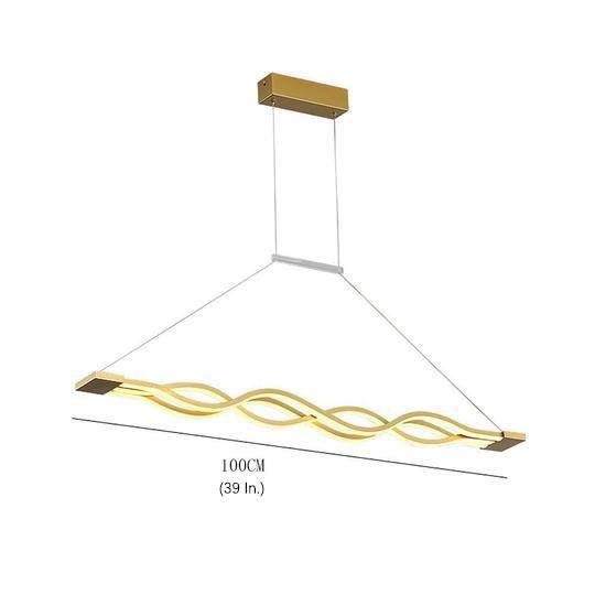 Modern Nordic Multiwave LED Pendant Light Linear Wave Chandelier for Dining Room