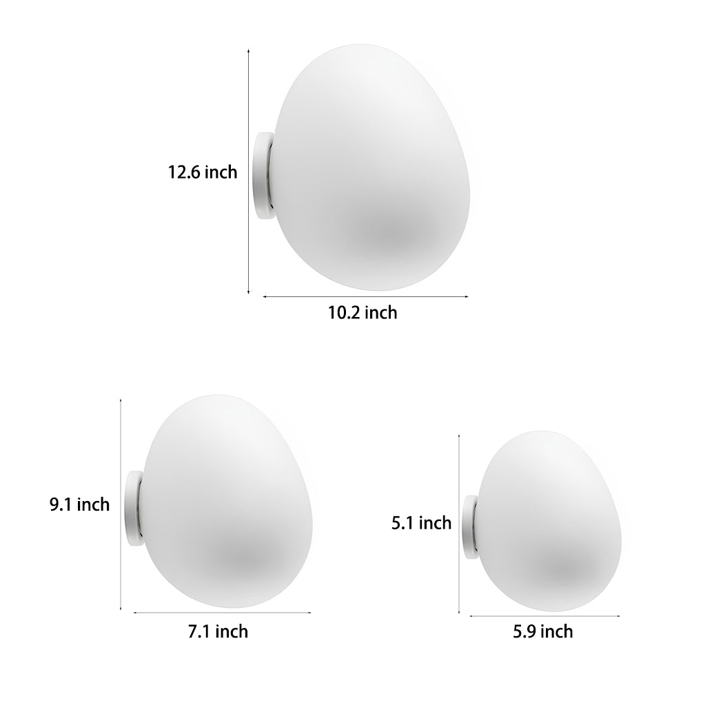 Modern Nordic Pebble Glass Wall Sconce White LED Cobblestone Decorative Light for Bedroom