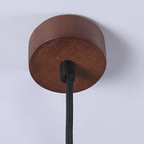 Modern Nordic Pendant Light with Double Glass Shade and Brown Wood Accents for Bedroom and Dining Room