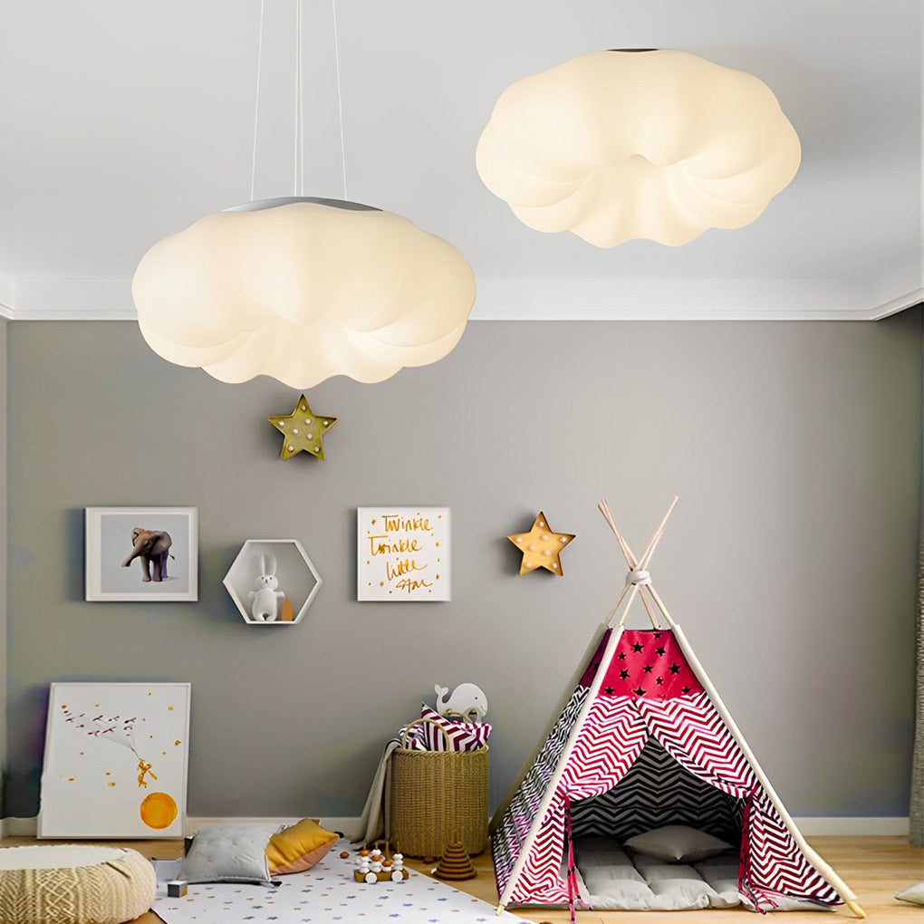 Modern Nordic Pumpkin LED Ceiling Light with Stepless Dimming and White Cloud Design for Bedroom