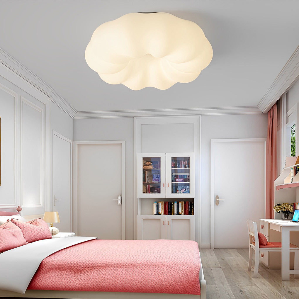 Modern Nordic Pumpkin LED Ceiling Light with Stepless Dimming and White Cloud Design for Bedroom