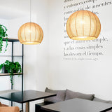 Modern Nordic Rattan Rope Woven Lantern Pendant Light LED Rustic Chandelier for Bedroom and Living Room