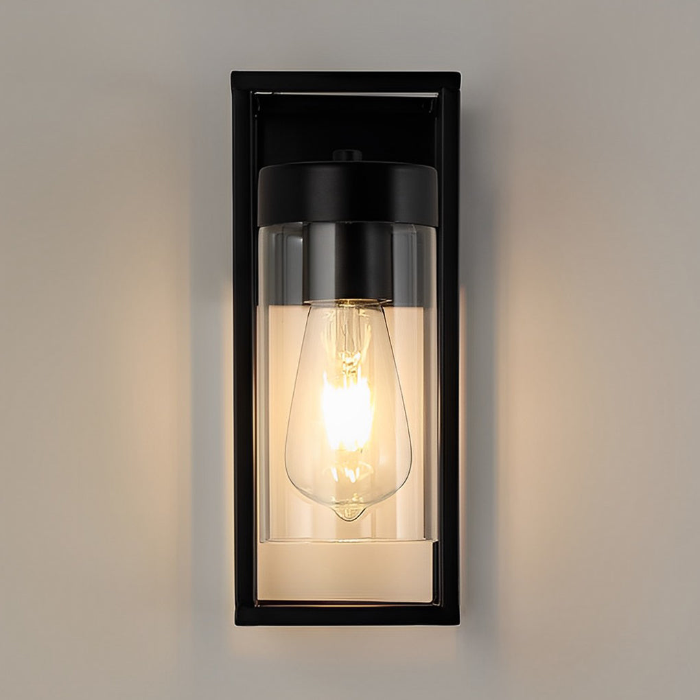 Modern Nordic Rectangular Black Iron Glass Wall Lamp Industrial Indoor Sconce Light