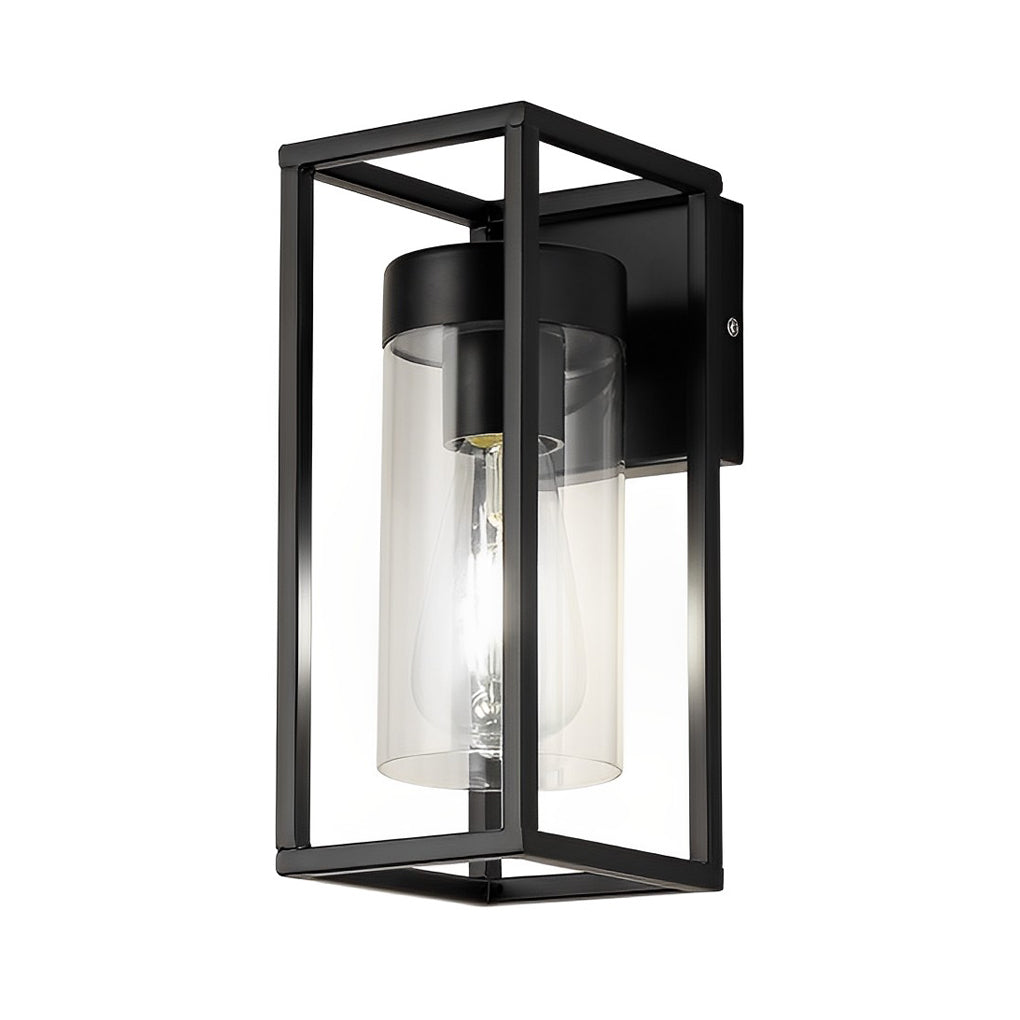 Modern Nordic Rectangular Black Iron Glass Wall Lamp Industrial Indoor Sconce Light