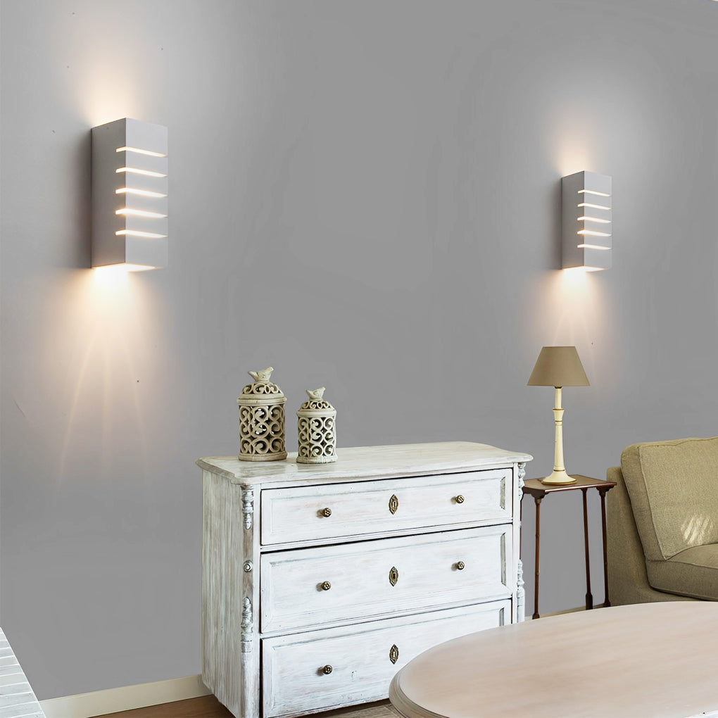 Modern Nordic Rectangular Gypsum Wall Sconce with Up and Down Glass Lighting