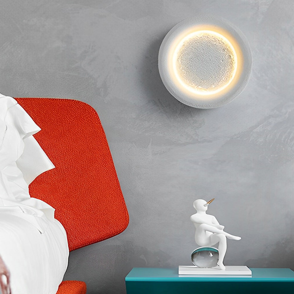 Modern Nordic Resin Moon LED Wall Sconce Round Decorative Light Fixture for Living Room