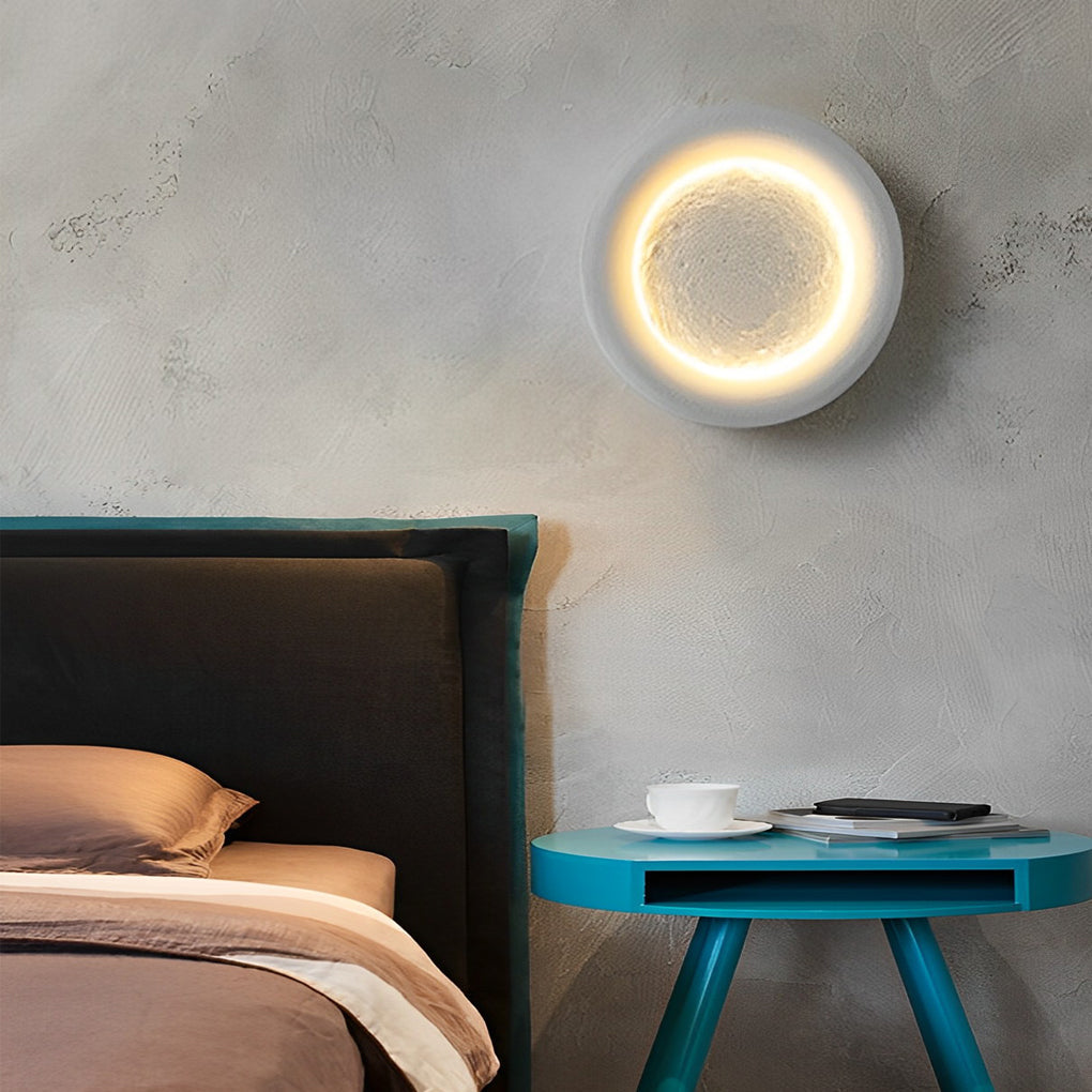 Modern Nordic Resin Moon LED Wall Sconce Round Decorative Light Fixture for Living Room