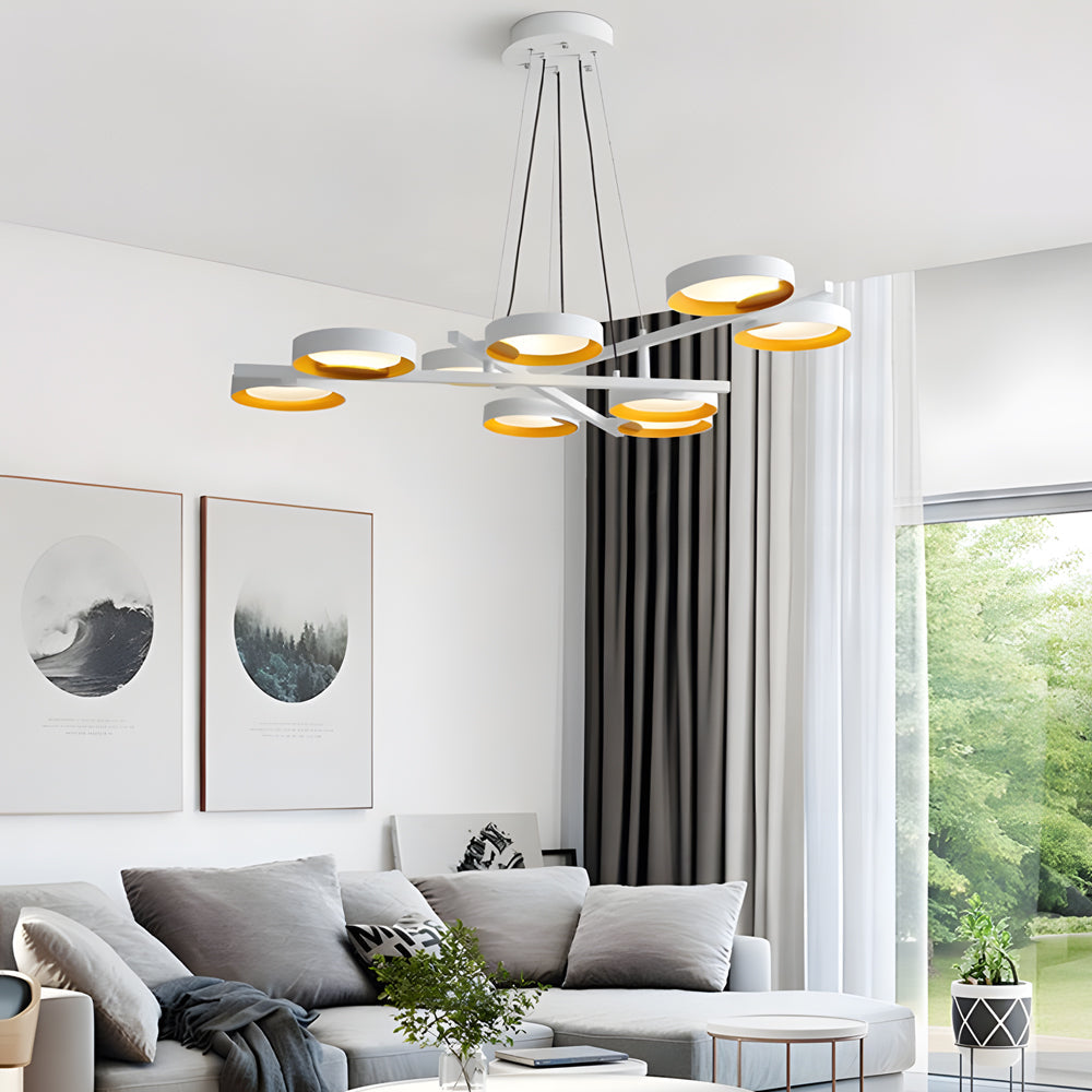 Modern Nordic Ring LED Chandelier for Living Room Multi Light Iron and Acrylic Pendant Lamp