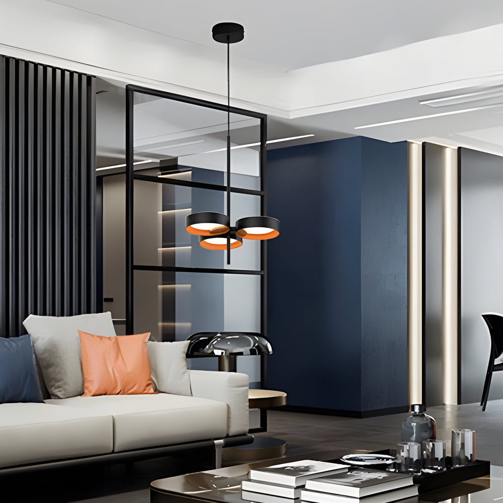 Modern Nordic Ring LED Chandelier for Living Room Multi Light Iron and Acrylic Pendant Lamp
