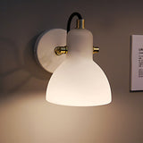 Modern Nordic Rotatable White Glass Shade Wall Sconce Minimalist Bedside Light