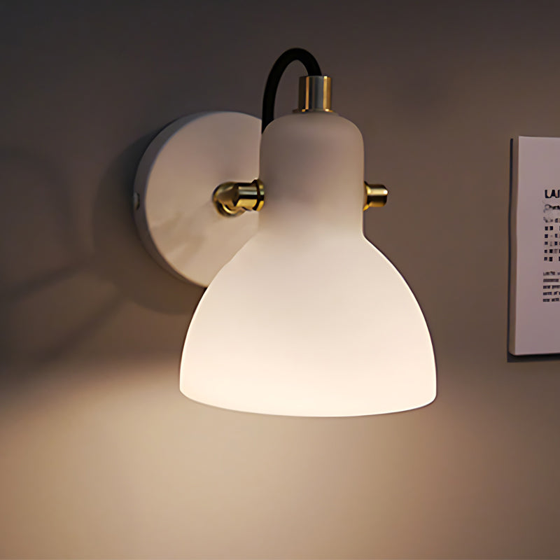 Modern Nordic Rotatable White Glass Shade Wall Sconce Minimalist Bedside Light
