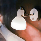 Modern Nordic Rotatable White Glass Shade Wall Sconce Minimalist Bedside Light