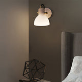 Modern Nordic Rotatable White Glass Shade Wall Sconce Minimalist Bedside Light