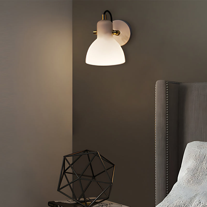 Modern Nordic Rotatable White Glass Shade Wall Sconce Minimalist Bedside Light
