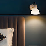 Modern Nordic Rotatable White Glass Shade Wall Sconce Minimalist Bedside Light