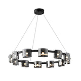 Modern Nordic Round Glass LED Chandelier Stepless Dimmable Ceiling Pendant Light with Remote