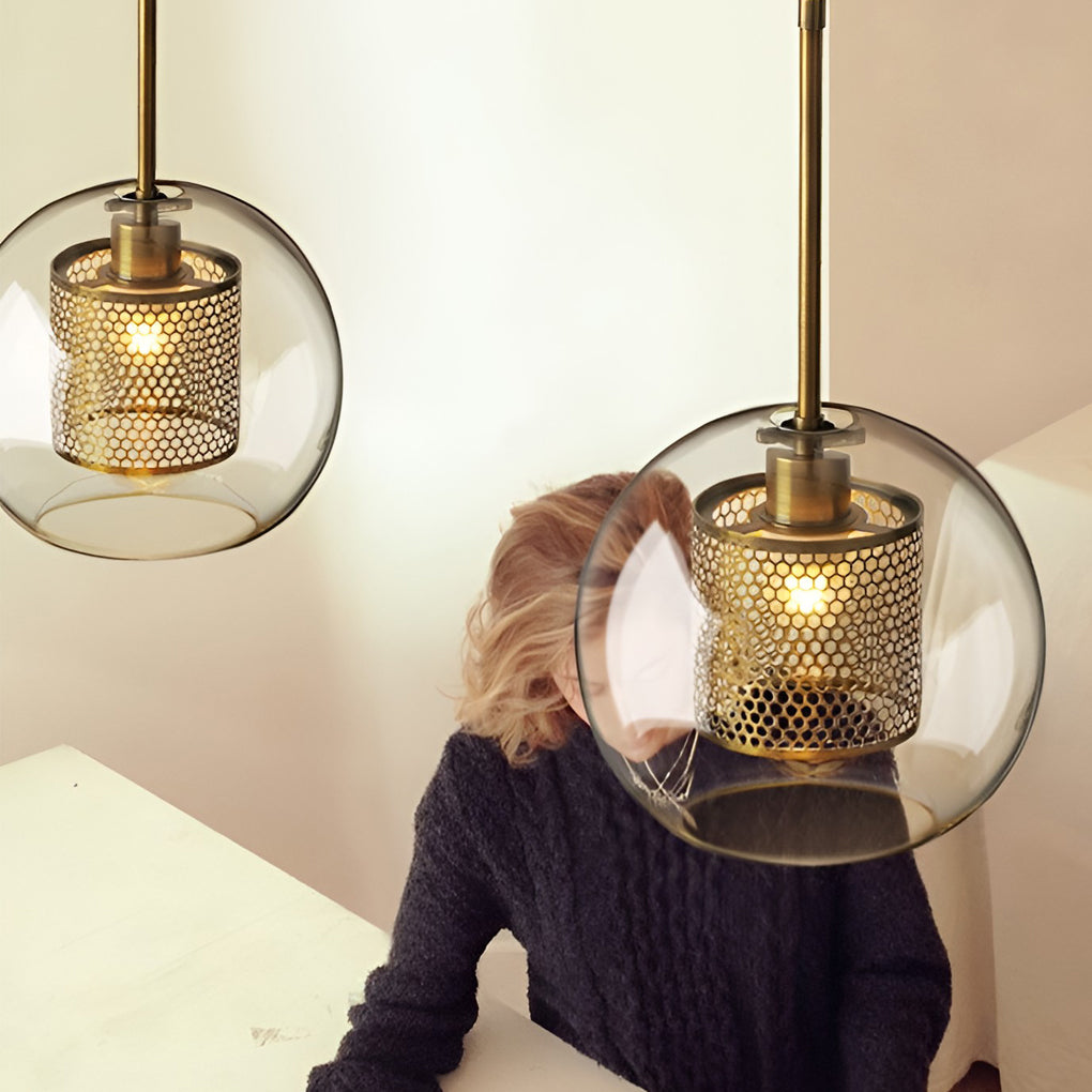 Modern Nordic Round Glass LED Pendant Light for Kitchen Island and Dining Room Decor
