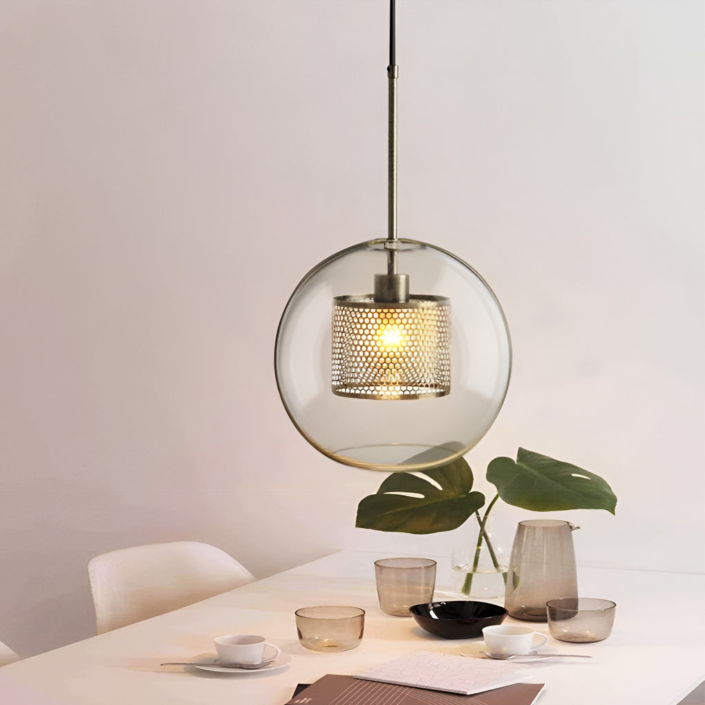 Modern Nordic Round Glass LED Pendant Light for Kitchen Island and Dining Room Decor