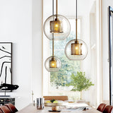 Modern Nordic Round Glass LED Pendant Light for Kitchen Island and Dining Room Decor