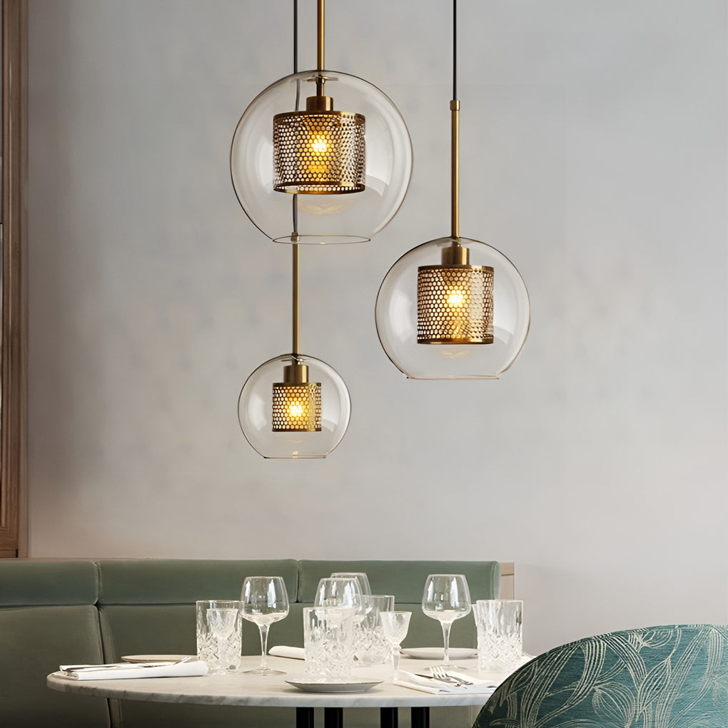 Modern Nordic Round Glass LED Pendant Light for Kitchen Island and Dining Room Decor