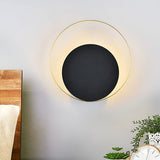 Modern Nordic Round LED Wall Sconce Minimalist Iron Bedside Lamp for Living Room and Hallway